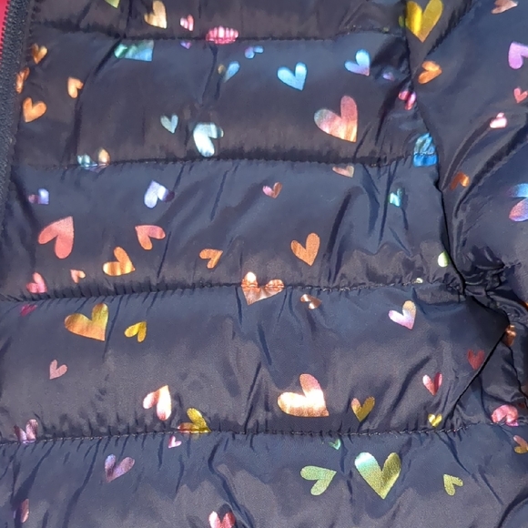 Colorful Heart Pattern Puffer Jacket - Picture 2 of 4